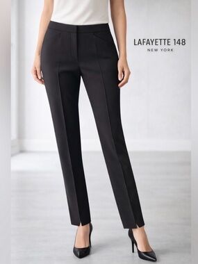 Lafayette 148 Irving Wool Dress Pants Womens 6 Black Business Office